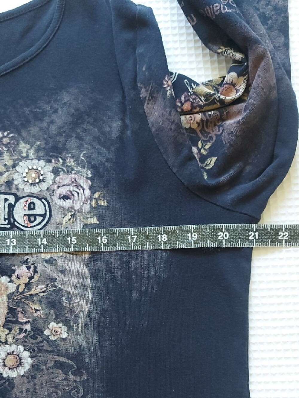 Y2K Whimsy Goth Boho Cotton Rhinestones Floral Chocolate Graphic Long Sleeve Tee - Picture 5 of 10